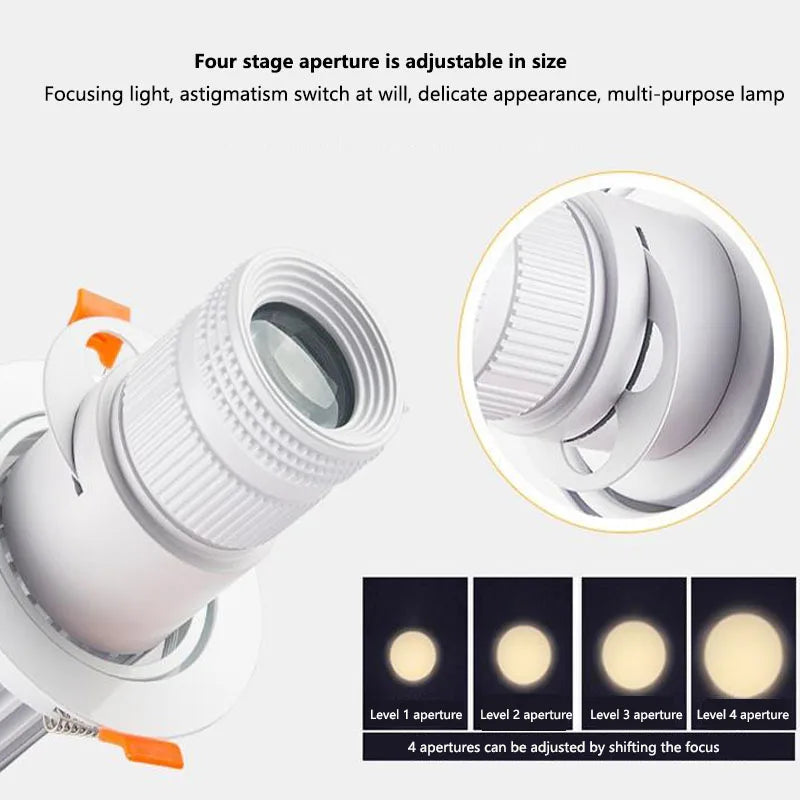 Adjustable Zoom LED Recessed Spotlight 7W 12W 15W 20W Dimmable 85-265V Restaurant Bar