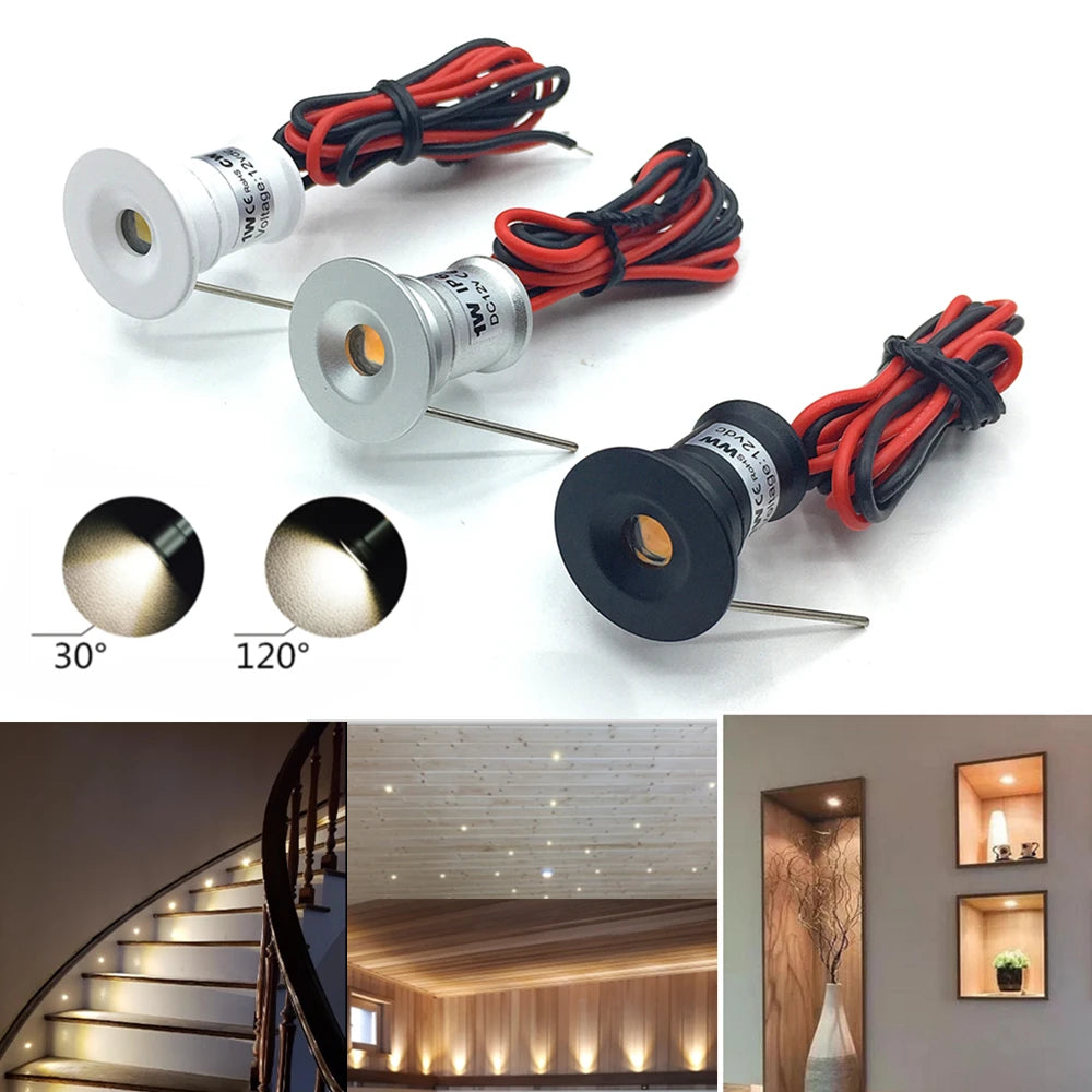 Mini 1W DC12V LED Recessed Spotlight IP65 D20mm 15mm Cutout 30° 120° Dimmable CE RoHS