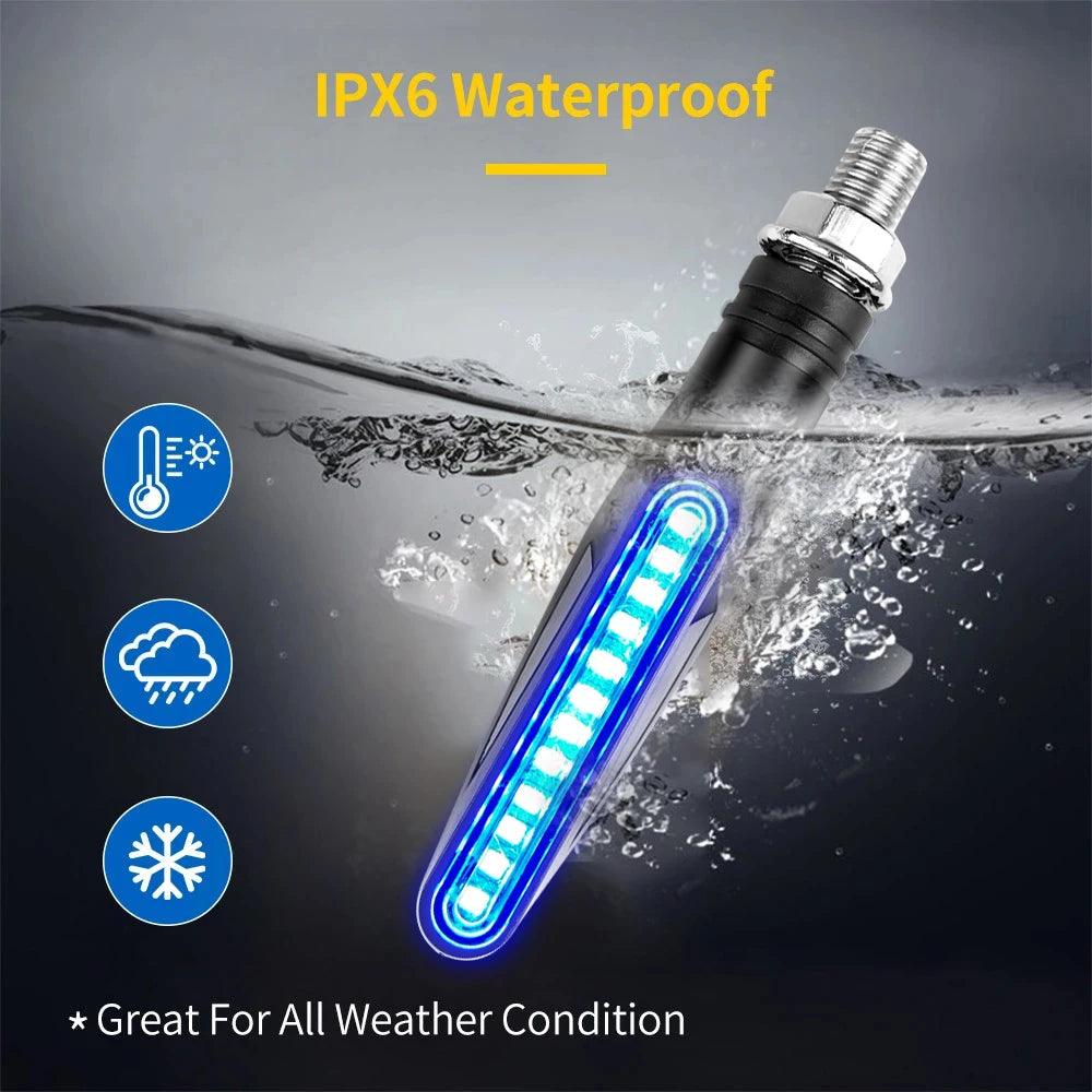 Motorcycle LED Turn Signal 335 SMD Flowing Water Effect Built-In Relay DC 12V M10 2-Pack