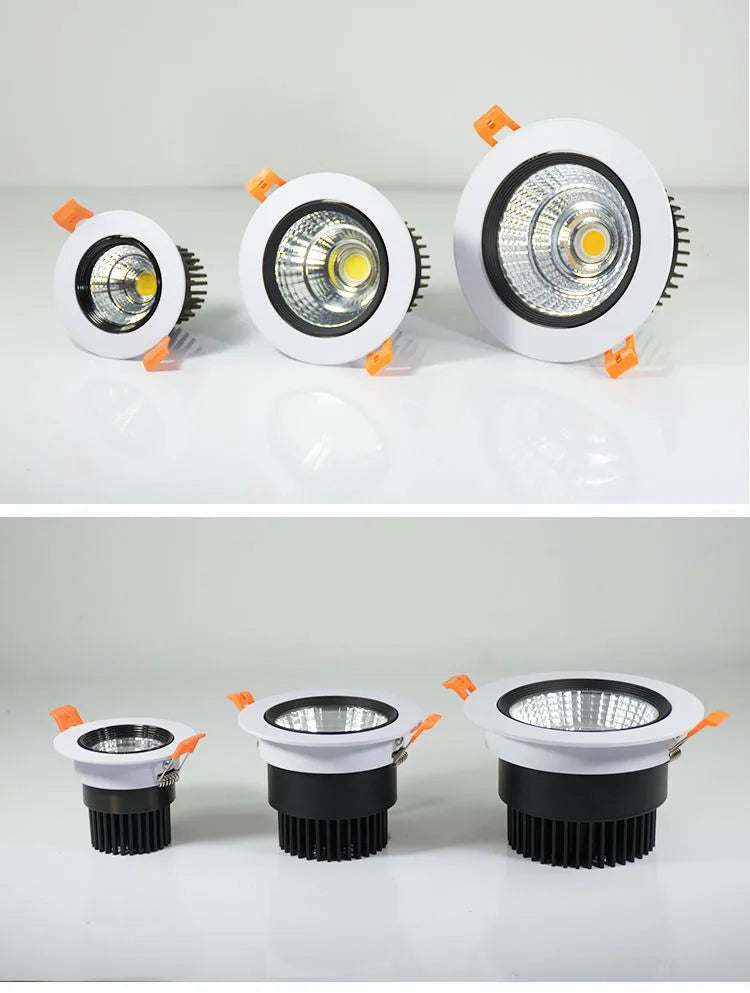 Dimmable COB LED Recessed Downlight 3W 5W 7W 9W 12W 15W 18W CRI 86+ PF 0.95 85-265V