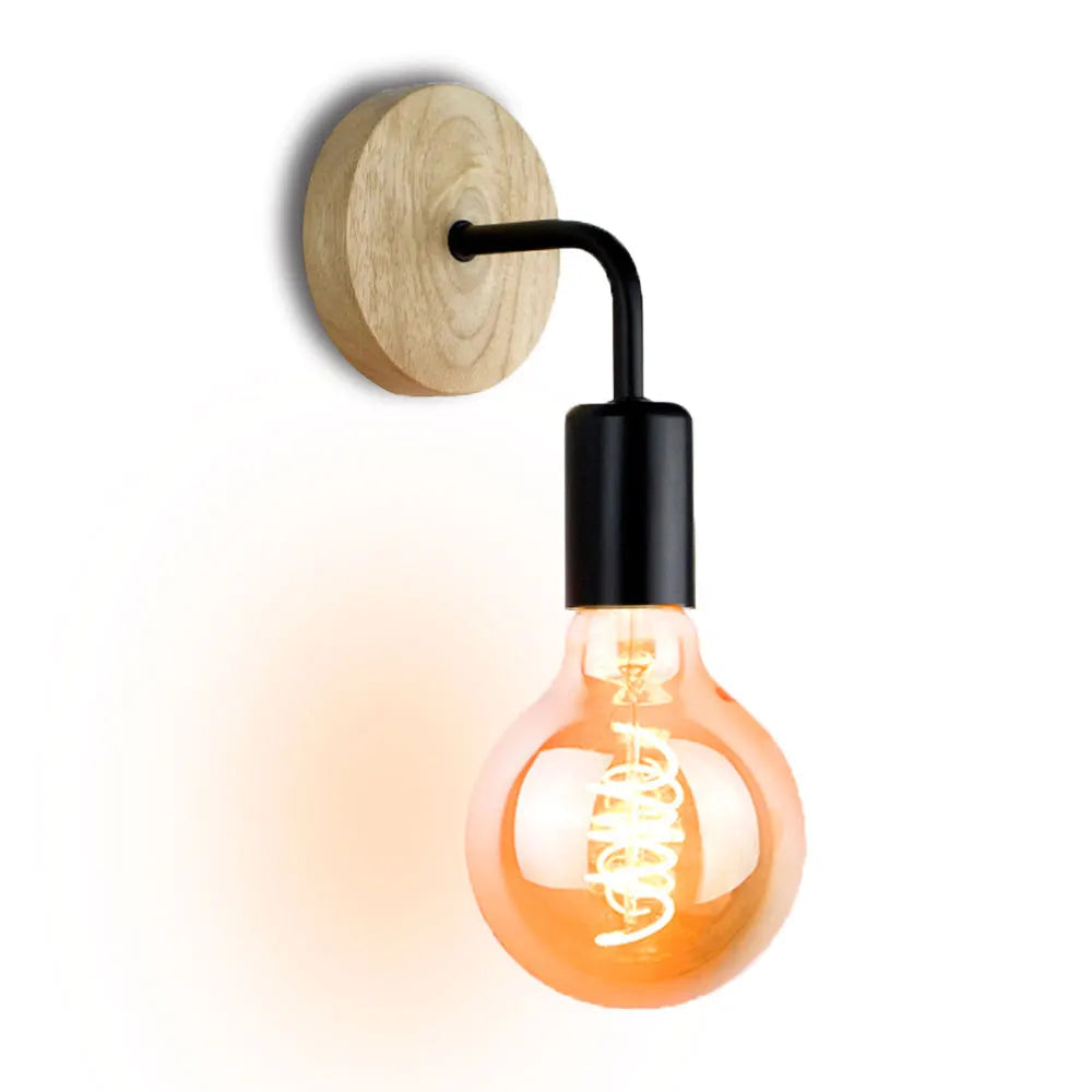 Vintage Industrial Wood Wall Lamp E26 E27 Iron Sconce Indoor Home Loft Decor Lighting