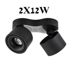 Foldable 360° Rotatable Dimmable COB LED Surface Downlight 7W-16W Double-Head to 32W Black