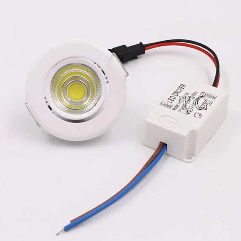3W Mini COB LED Recessed Spotlight Dimmable Brushed Nickel Aluminum AC 85-265V Cabinet