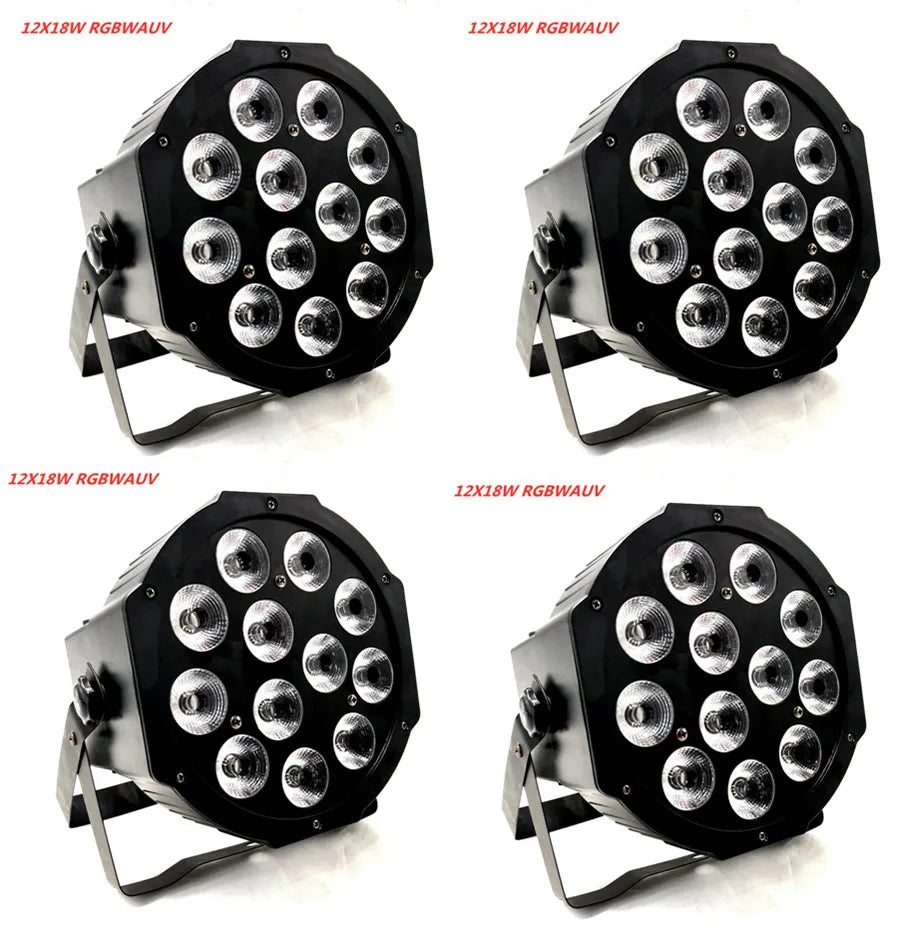 12x RGBWAUV 6-in-1 LED PAR Stage Light 18W DMX 6/10CH 45° AC 90-240V US Plug DJ Party