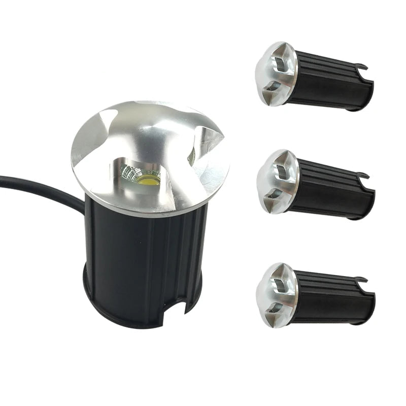 IP67 LED Underground Ground Light 1W 3W 5W AC 85-265V or DC 12V 1 2 3 or 4 Side Flat Aluminum Warm White Natural White Cool White Red Green Blue 4 Pack