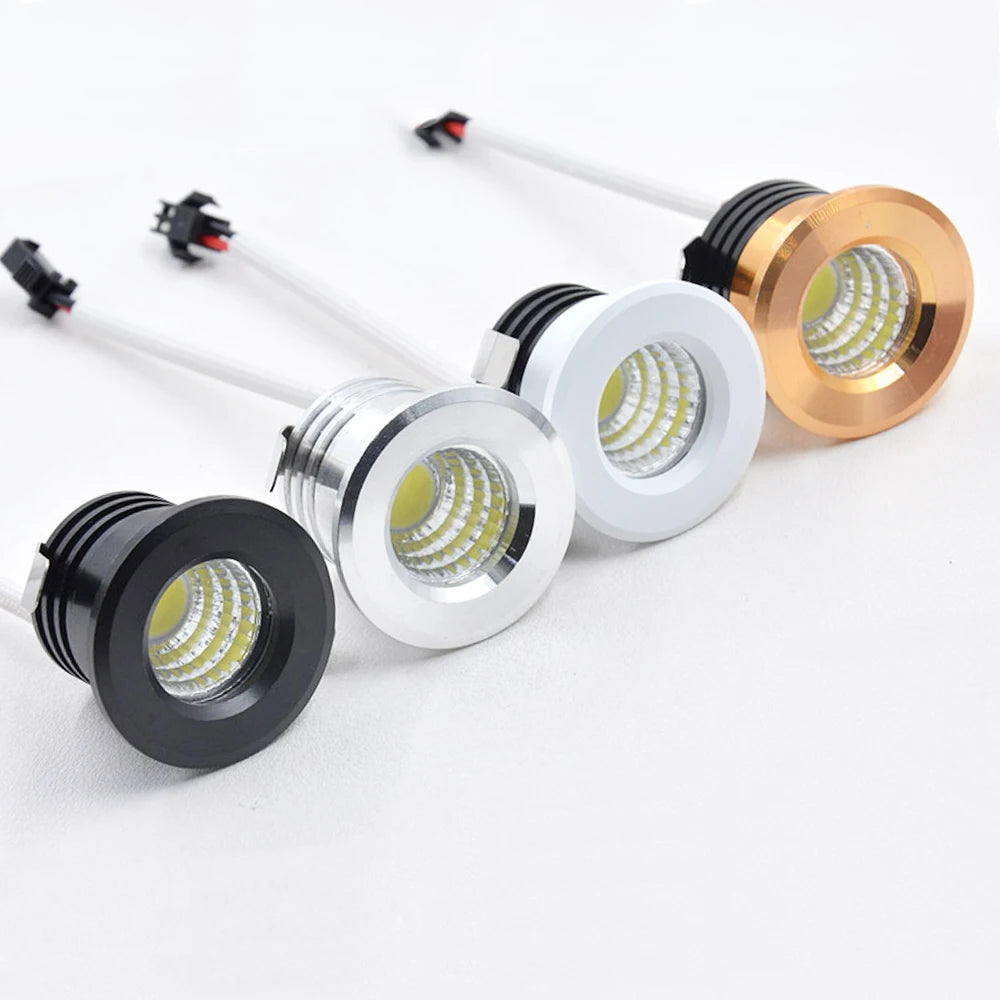 3W Mini LED Recessed Spotlight 265lm 45° CRI 80+ IP42 D38mm 30mm Cutout Black White Silver Gold