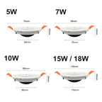 360 Degree Rotatable COB LED Recessed Downlight 5W 7W 10W 15W 18W CRI 80 100-110 lm/W AC DC 12V 24V Warm White Natural White Cool White White Black Driver Included