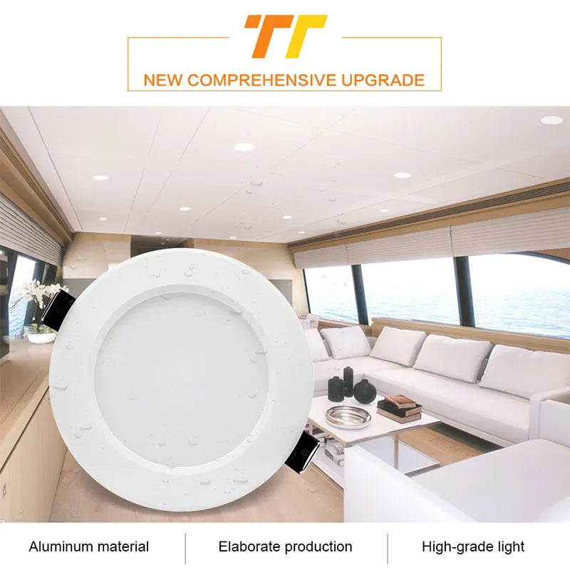 IP65 LED Recessed Downlight DC 12V 5W 7W 9W Aluminum Waterproof Push Button Switch Bathroom Boat Ceiling Spot