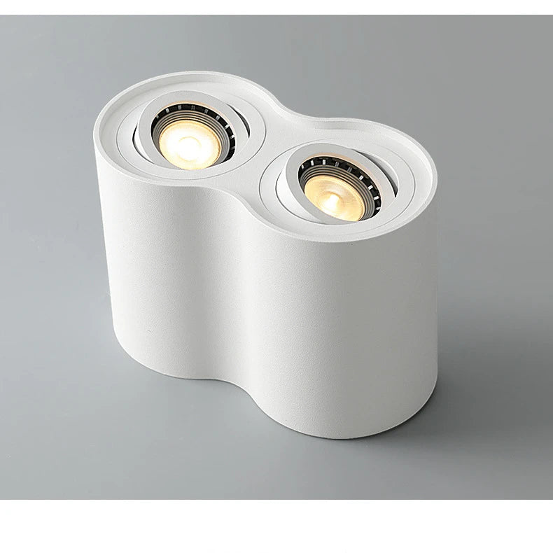 Double GU10 COB Epistar LED Surface Downlight 20W 24W CRI 85+ 25° Dimmable AC 85-265V Black