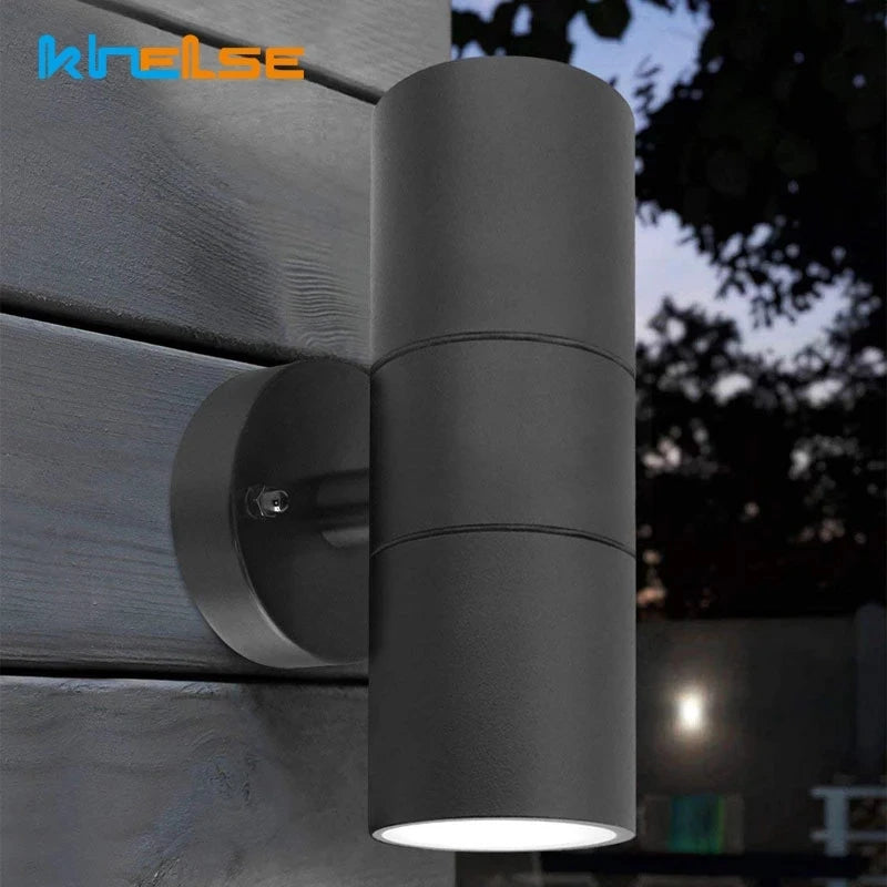 GU10 Stainless Steel Outdoor Wall Lamp 5W 10W Up Down IP55 Silver Black AC 85-265V 600lm