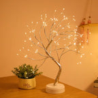 LED Mini Christmas Tree Night Light Copper Wire Adjustable Branches USB or Battery Powered Touch Switch 24.4 inch Bedroom Decor