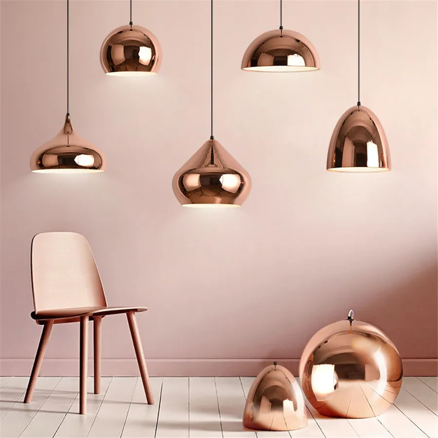 Nordic Rose Gold Globe Pendant Light Ceiling Fixture