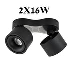 Foldable 360° Rotatable Dimmable COB LED Surface Downlight 7W-16W Double-Head to 32W Black