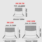 Dimmable COB LED Recessed Downlight 3W 5W 7W 9W 12W 15W 18W CRI 86+ PF 0.95 85-265V