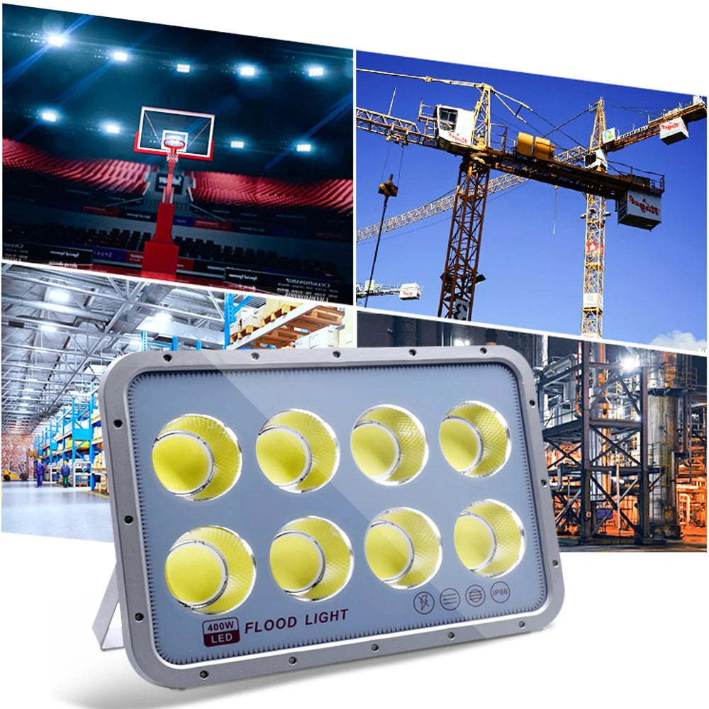 LED Flood Light 100W 200W 600W IP66 AC 110-240V Outdoor Wall Spotlight Aluminum