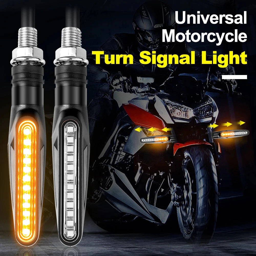 Motorcycle LED Turn Signal 335 SMD Flowing Water Effect Built-In Relay DC 12V M10 2-Pack