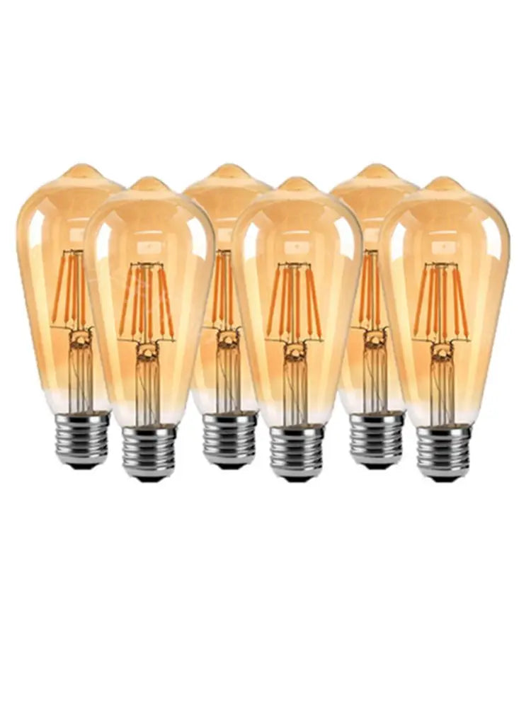 ST64 Edison Filament LED Bulb 2W 4W 6W 8W E27 B22 Dimmable Gold Glass 110-220V 6 Pack