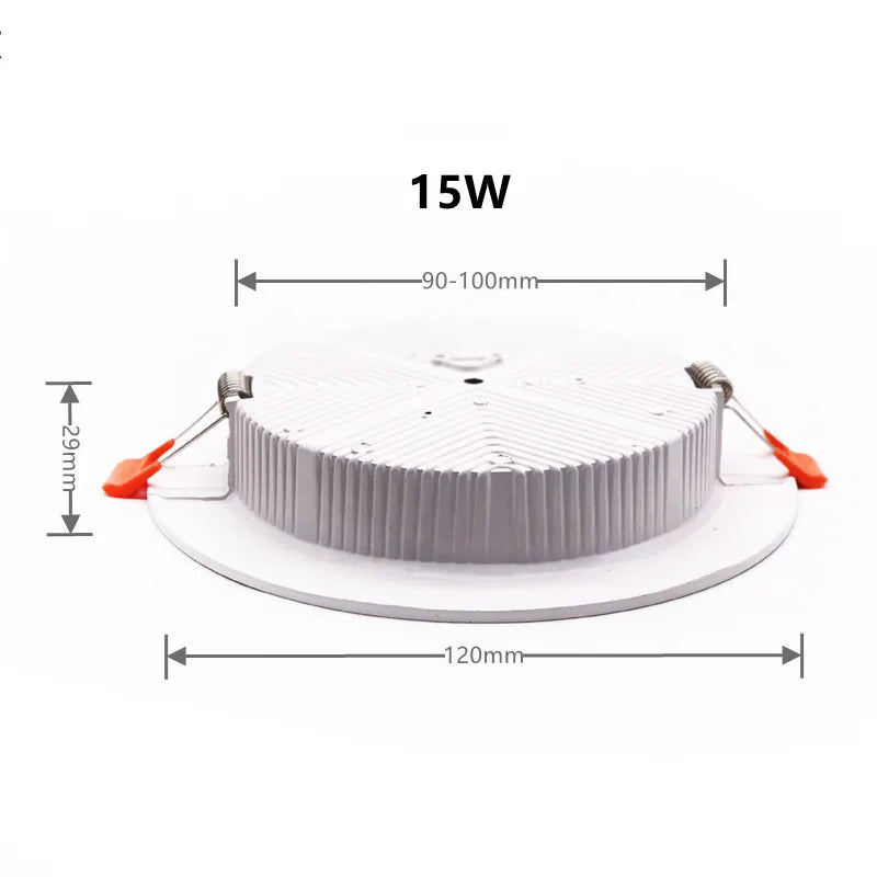 LED Recessed Ceiling Downlight 5W 9W 12W 15W 18W 24W 30W 36W 100lm/W AC110-240V