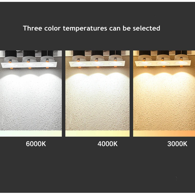Triple-Head COB LED Downlight 3x7W 3x10W 3x12W 3x15W Dimmable 38° CRI 90+ 85-265V