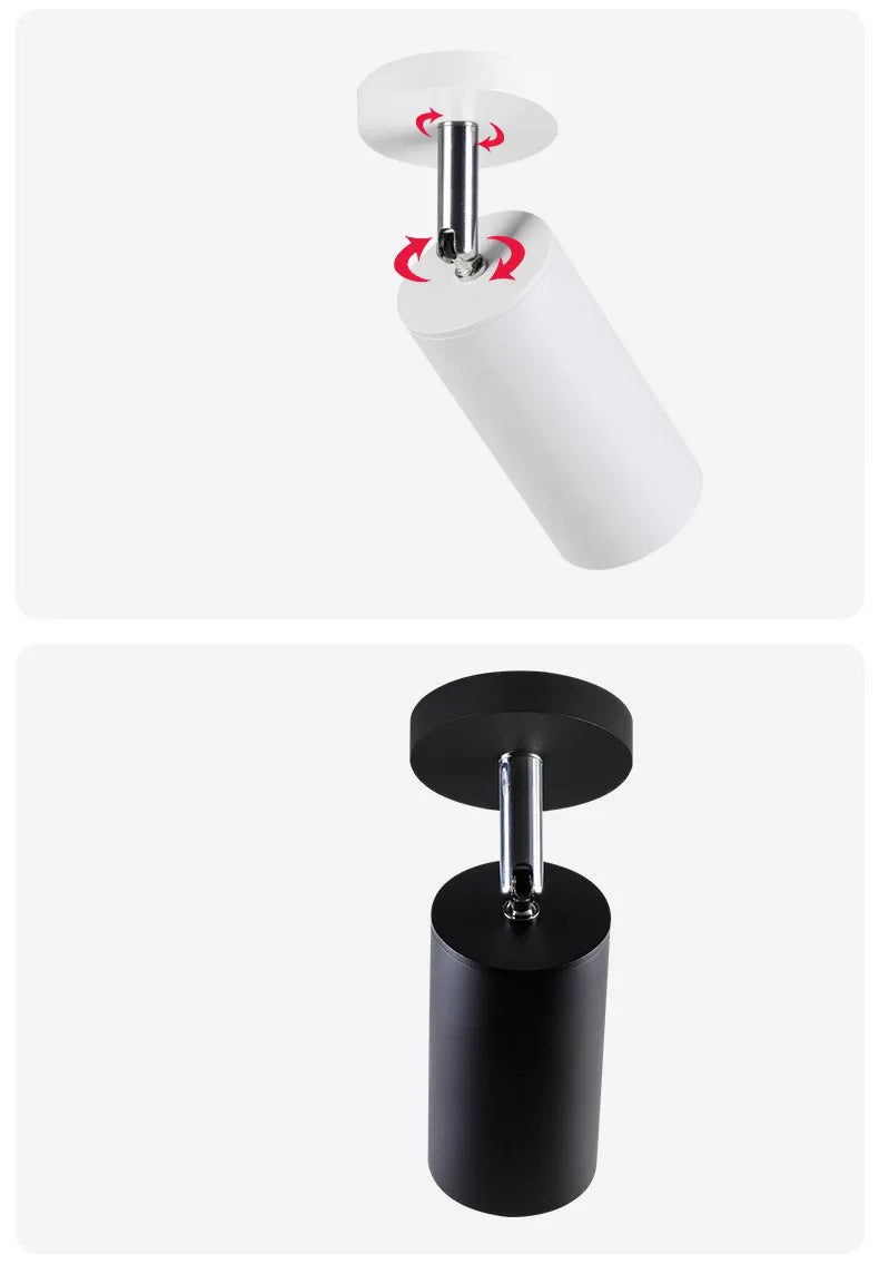 Dimmable COB LED Surface Spotlight 7W 10W 110lm/W Black White Gold AC 85-265V 100,000hr