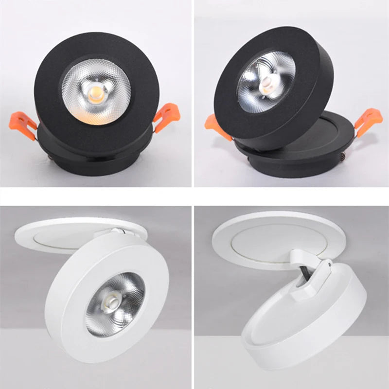 Dimmable COB LED Recessed Downlight 3W 5W 7W 10W 12W 15W 360° Rotate 90° Fold 60° AC 110-230V