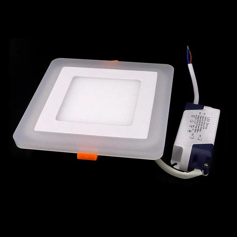 LED Recessed Panel Downlight 6W 9W 16W 24W SMD 2835 3 Mode Switch Blue Ring Plus Warm White or Cool White Aluminum Acrylic AC 85-265V