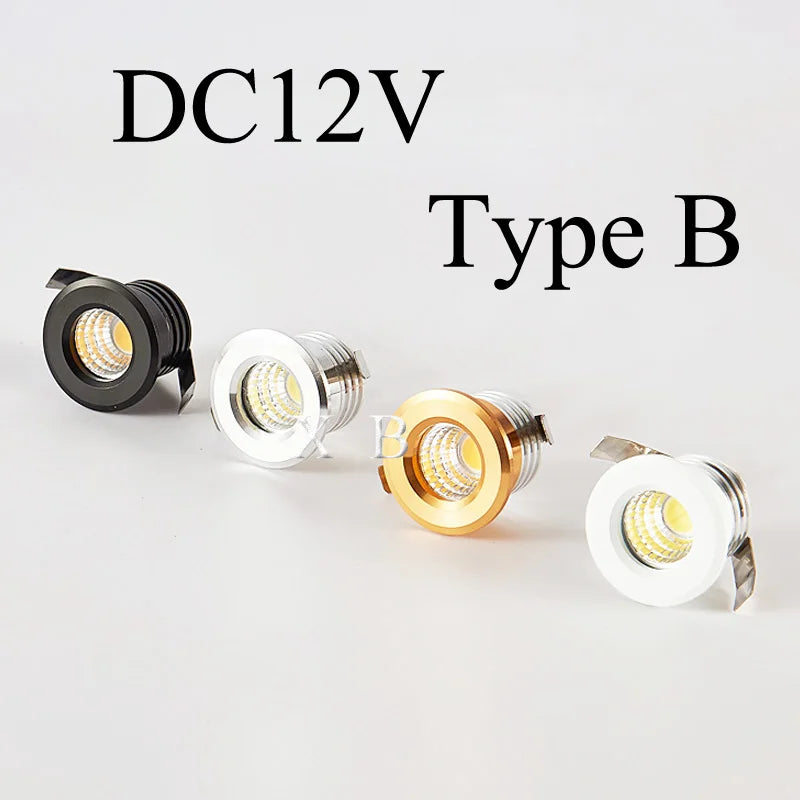 Mini LED Recessed Cabinet Spotlight 1W 3W 4000K Brushed Nickel Aluminum AC 85-265V or DC 12V Driver Included Jewelry Display Ceiling Downlight