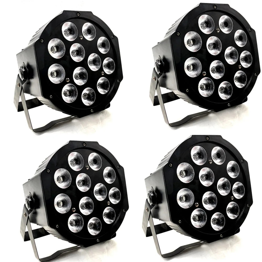 12x RGBWAUV 6-in-1 LED PAR Stage Light 18W DMX 6/10CH 45° AC 90-240V US Plug DJ Party
