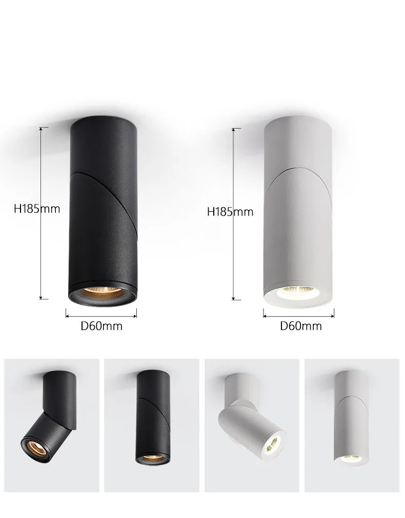 Dimmable Rotating COB LED Ceiling Spotlight 7W 9W 12W 15W CRI 95+ 24° 120lm/W AC 85-265V