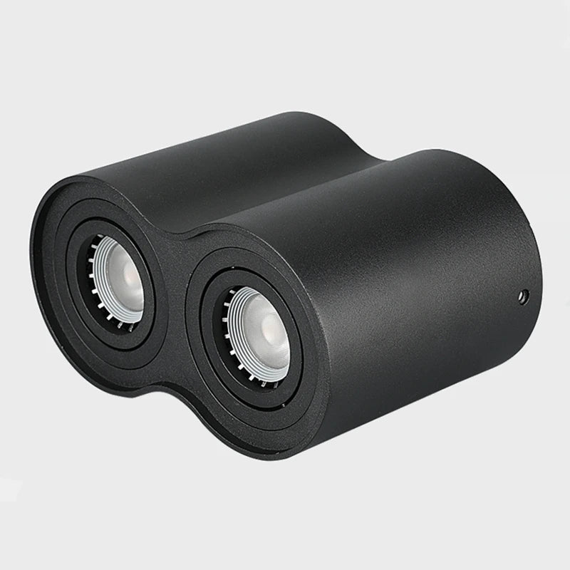 Double GU10 COB Epistar LED Surface Downlight 20W 24W CRI 85+ 25° Dimmable AC 85-265V Black