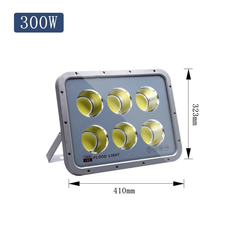 LED Flood Light 100W 200W 600W IP66 AC 110-240V Outdoor Wall Spotlight Aluminum