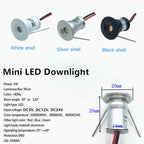 IP65 Mini LED Recessed Spotlight 1W DC 3V 12V 24V 95lm 30 or 120 Degree Dimmable Aluminum Silver Black White Warm White Natural White Cool White RGB 20 Pack