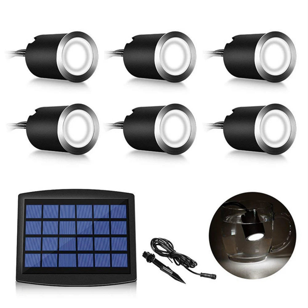 Solar LED Deck Recessed Ground Light IP67 Warm White Neutral White ABS Stainless Steel PC Built-in 2200mAh Battery 6 Pack 8 Pack