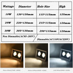 Dimmable COB LED Recessed Downlight 10W 20W 30W 24-Degree CRI 85+ 85-265V Commercial