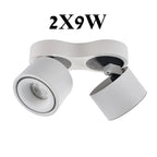 Foldable 360° Rotatable Dimmable COB LED Surface Downlight 7W-16W Double-Head to 32W Black