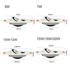 Dimmable Square COB LED Recessed Downlight 5W 7W 10W 12W 15W 360-Degree 25-45° CRI 90+