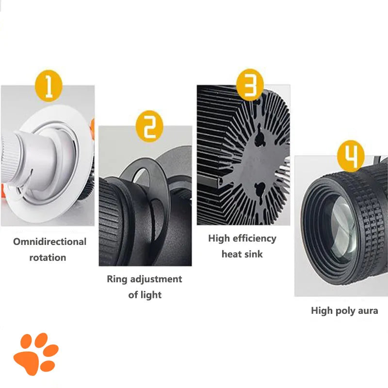 Adjustable Zoom LED Recessed Spotlight 7W 12W 15W 20W Dimmable 85-265V Restaurant Bar