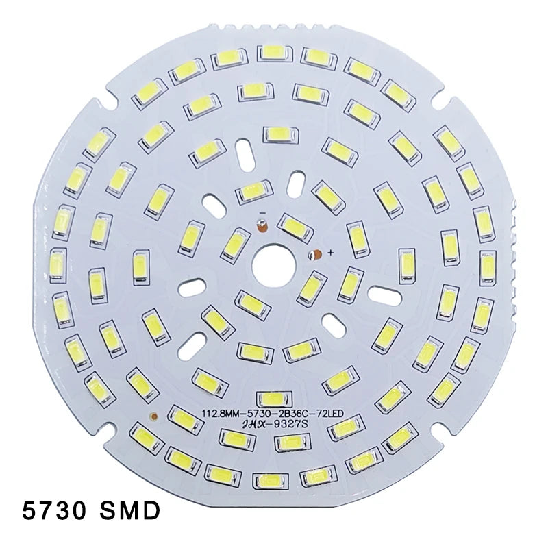5-Pack SMD5730 Round LED Lamp Board 3W-36W 90-100lm/W CRI 80+ 360° Warm White Aluminum