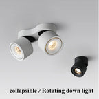 Foldable 360° Rotatable Dimmable COB LED Surface Downlight 7W-16W Double-Head to 32W Black