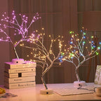 LED Mini Christmas Tree Night Light Copper Wire Adjustable Branches USB or Battery Powered Touch Switch 24.4 inch Bedroom Decor