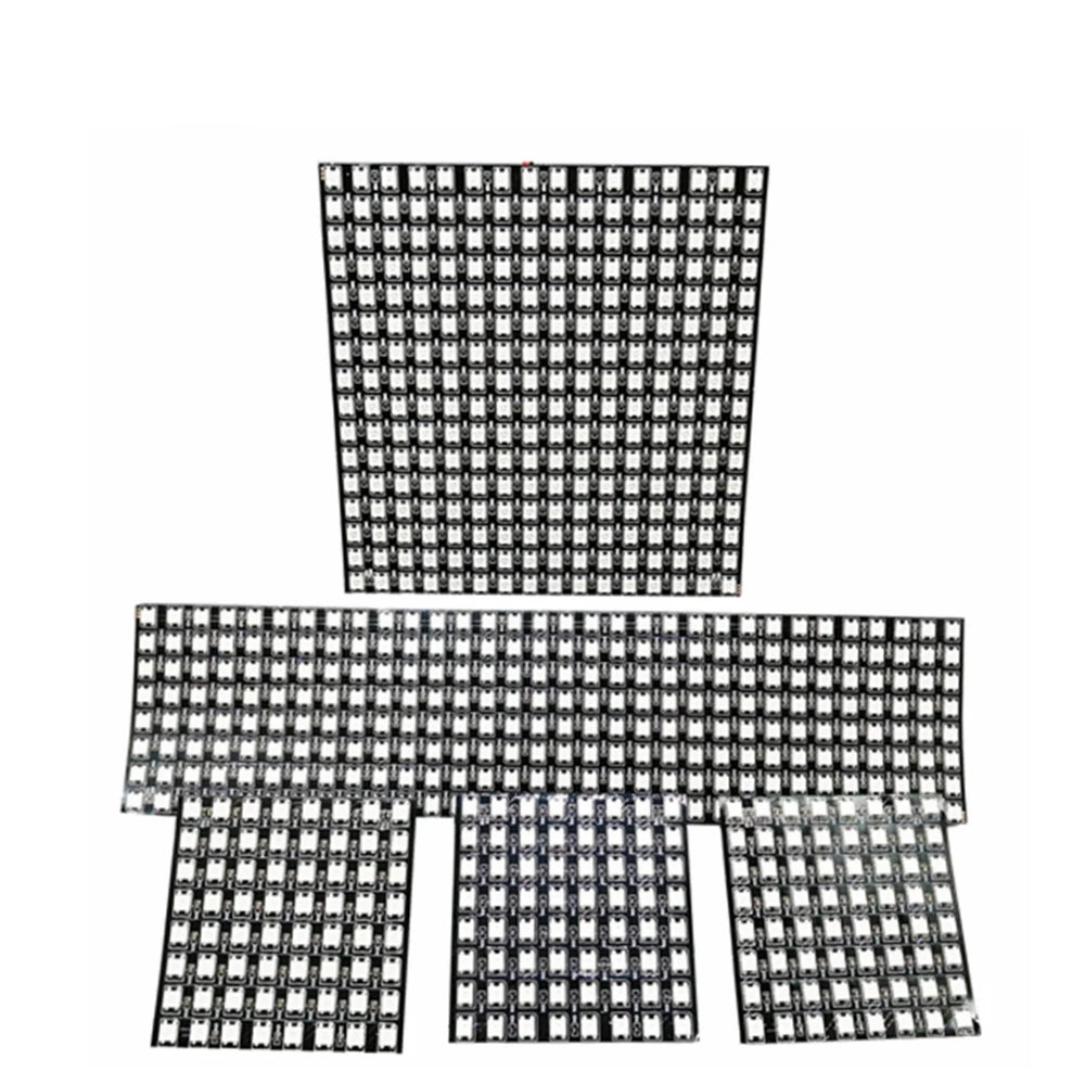 WS2812B LED Matrix Panel 8x8 8x32 16x16 DC 5V Individually Addressable SMD 5050 RGB Full Color 120 Degree IP30 Flexible PCB Pixel Display Module