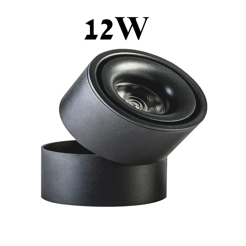 Foldable 360° Rotatable Dimmable COB LED Surface Downlight 7W-16W Double-Head to 32W Black