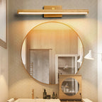 Nordic Wood LED Wall Sconce Single Head Downlight Acrylic Shade Rotatable AC 110-220V Bedroom Bathroom Vanity Mirror Corridor Yellow