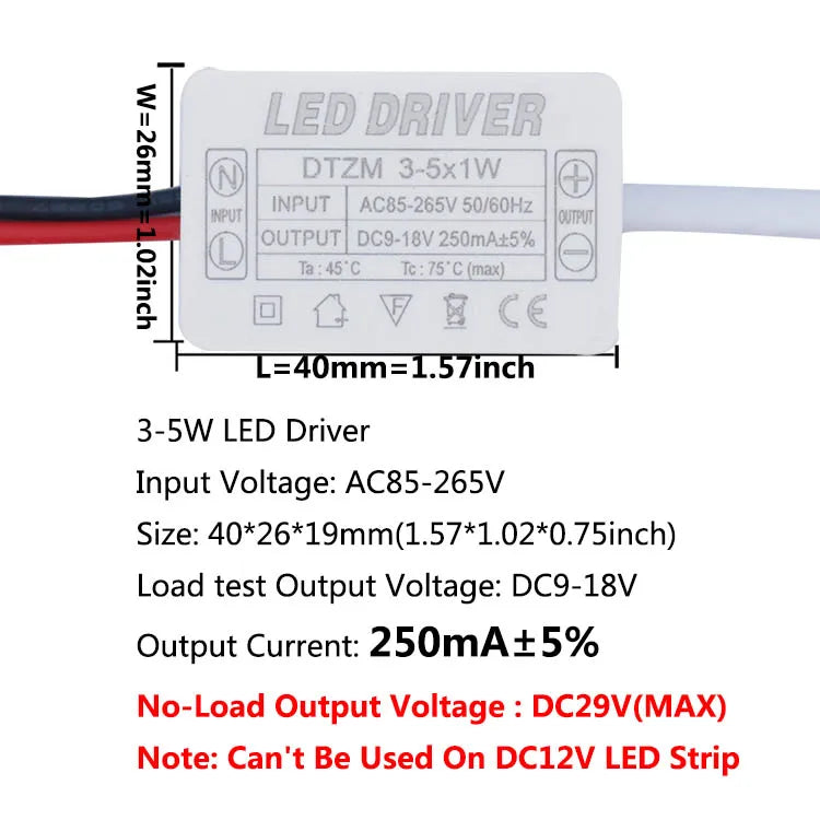 Isolated Constant Current LED Driver 280-300mA 1-3W to 25-36W AC 85-265V Aishi IC OVP