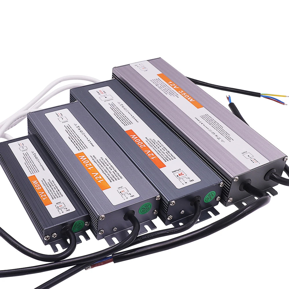IP67 Waterproof LED Power Supply DC 12V 24V 60W-500W AC 110-250V OCP OVP Auto-Recovery