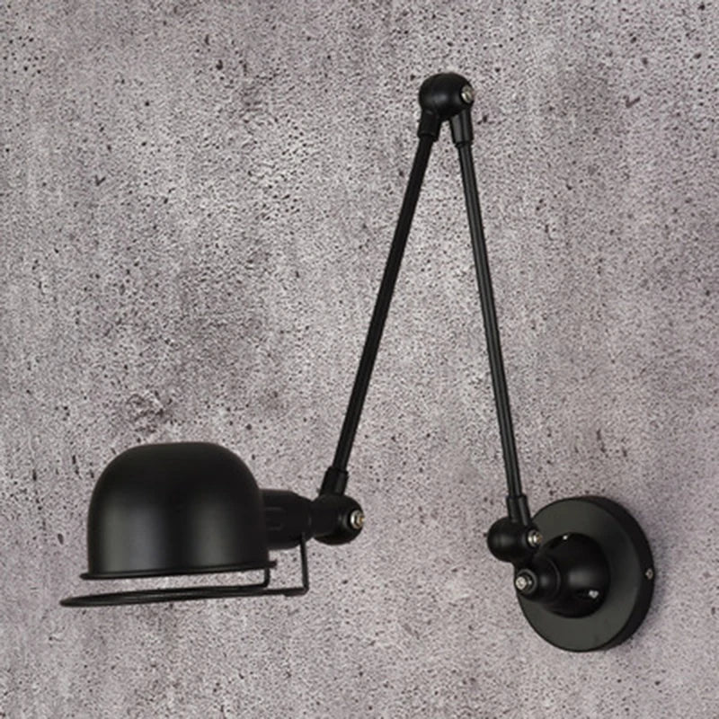 Loft Retro Wrought Iron LED Wall Lamp E14 Single Head Downlight Forged Adjustable AC 90-260V Bedroom Living Room Kitchen Black White