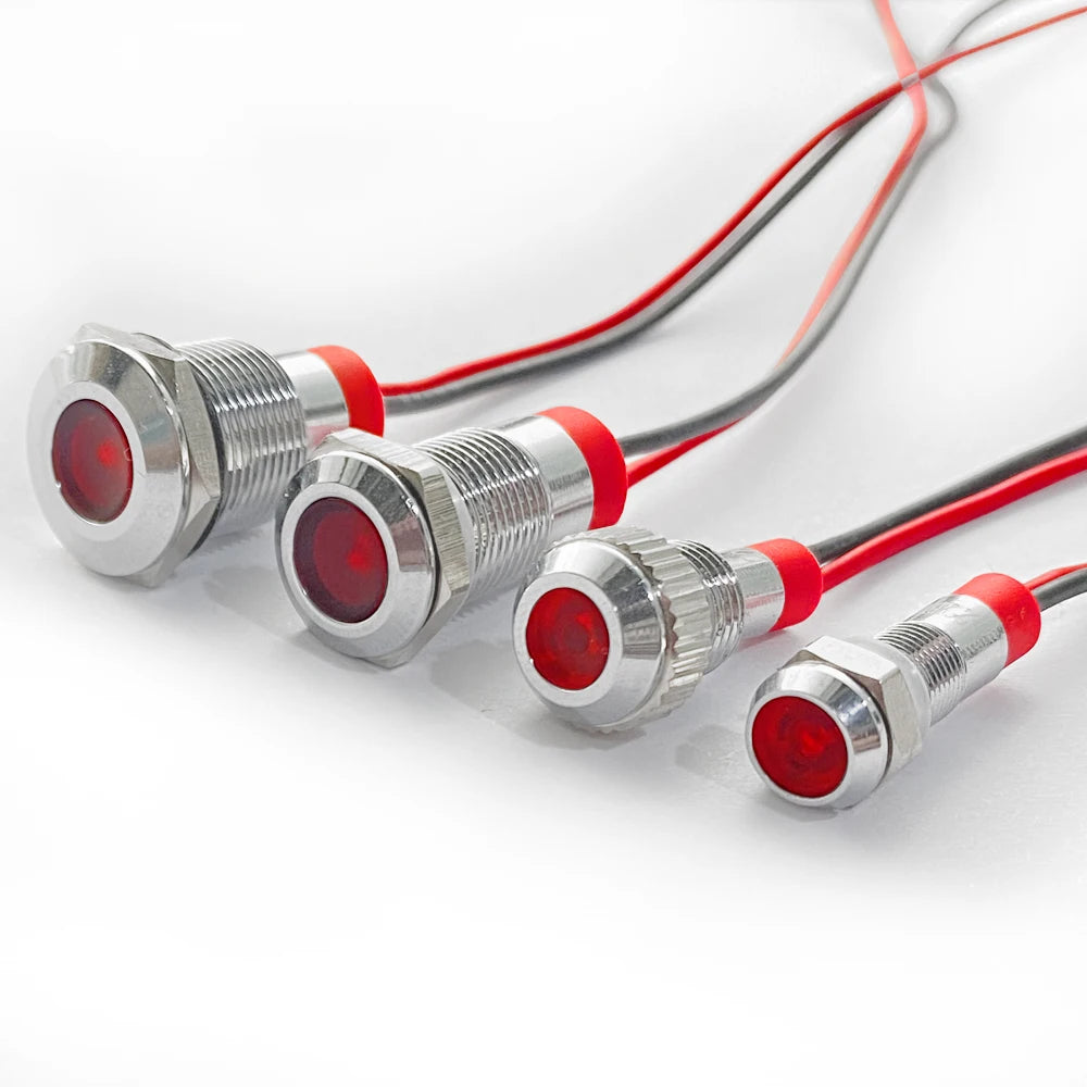 IP67 Metal LED Indicator Pilot Light Stainless Steel Push Button 6mm 8mm 10mm 12mm 12V 24V 110V 220V Waterproof Signal Lamp