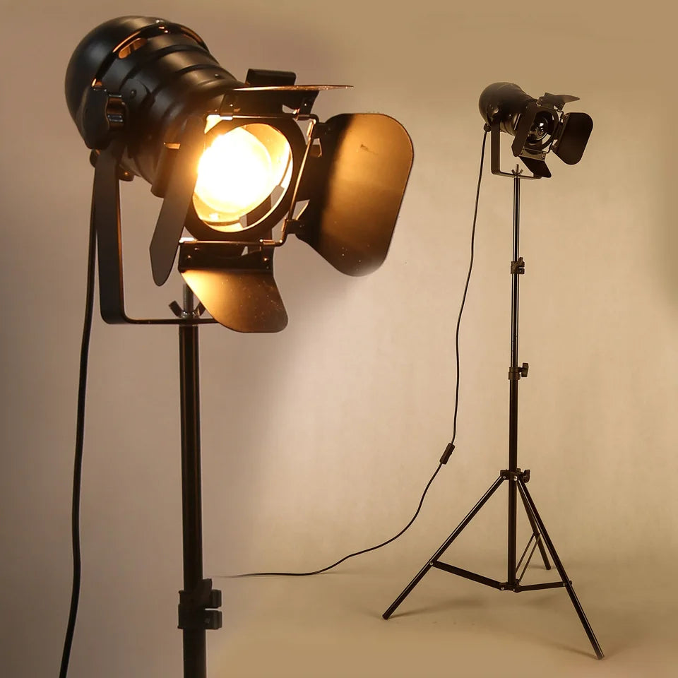 Industrial Retro Tripod Floor Lamp E27 Metal Iron Black Vintage Knob Switch AC 90-260V