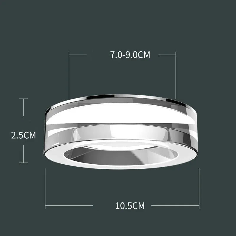 Crystal LED Recessed Downlight 5W 7W CRI 80 Aluminum Acrylic D105 x H25mm 70-90mm Cutout AC 90-260V Warm White Cool White Tricolor Silver White Gold