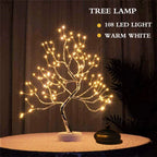 LED Mini Christmas Tree Night Light Copper Wire Adjustable Branches USB or Battery Powered Touch Switch 24.4 inch Bedroom Decor
